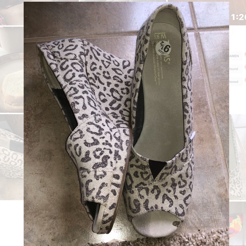 Toms Cheetah Print Wedge Heels